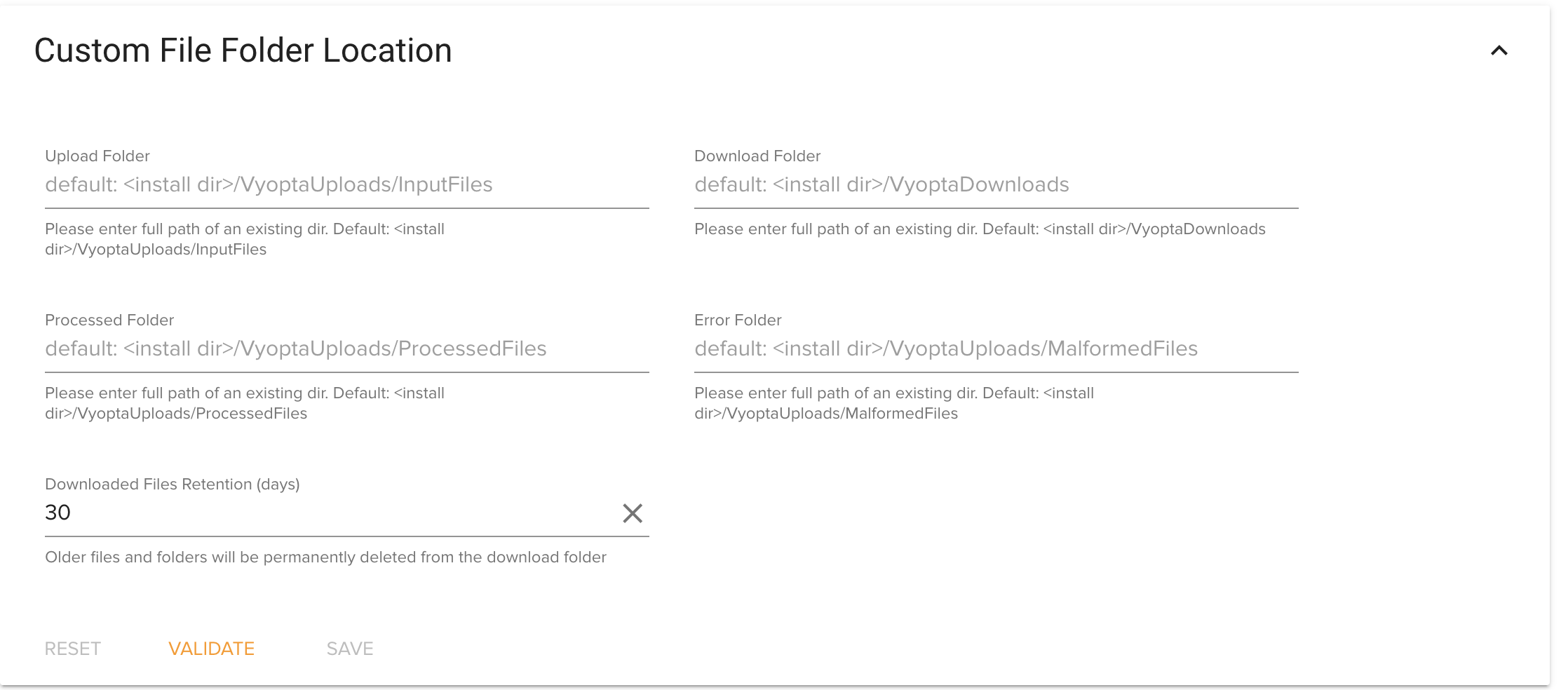 Custom File Interface Options